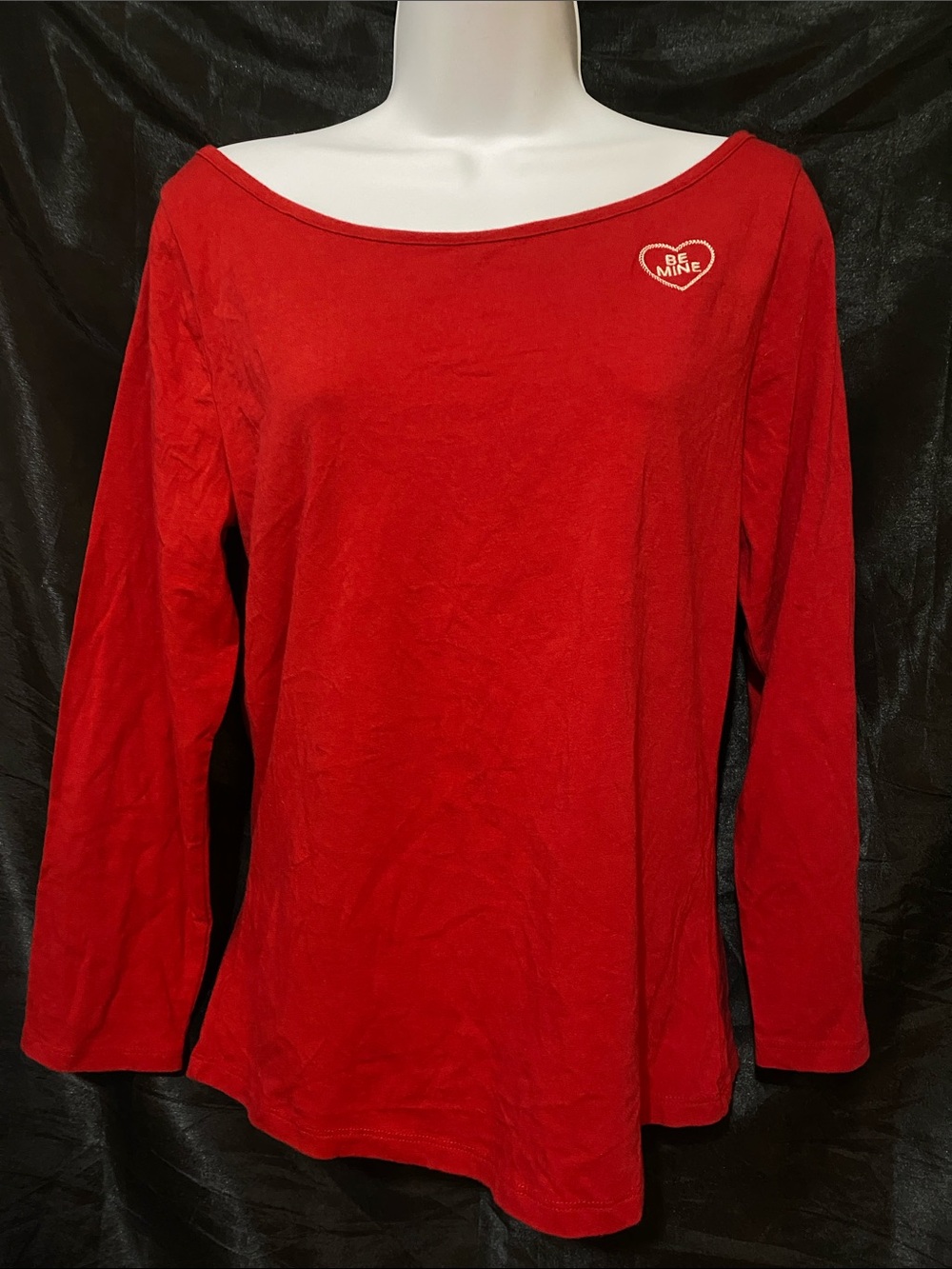 Universal Thread Red Long-Sleeve Tee with 'Be Mine' Heart
